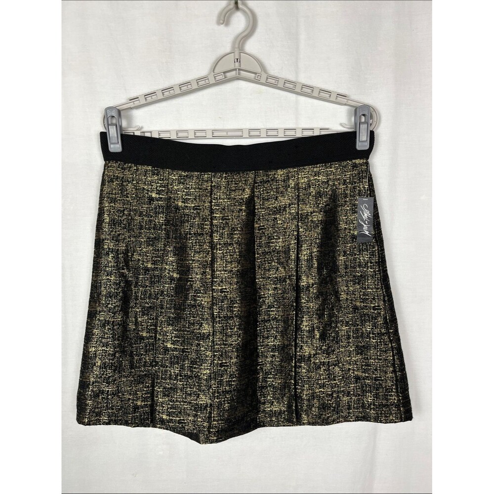 NWT Lord & Taylor Black and Gold Metallic Mini Skirt